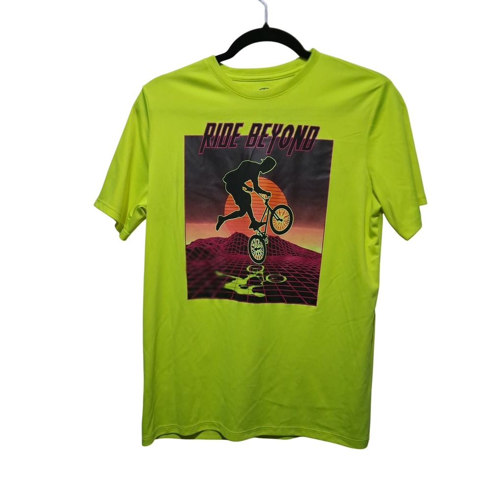 Athletic Works Boys Neon Yellow Ride Beyond BMX Graphic Tee XXL 18 AW14100095419